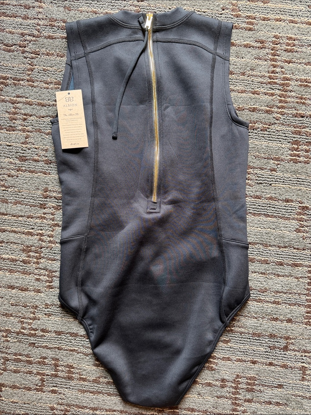 Albion Crush One-Piece Swimsuit — Black with Gold Zipper - Picture 6 of 7